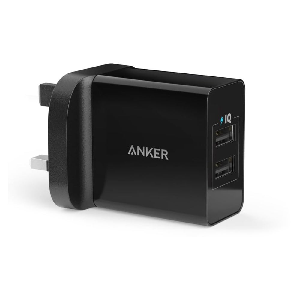 Anker 24w 2-Port USB Charging Adaptor - Black - شاحن - Store 974 | ستور ٩٧٤
