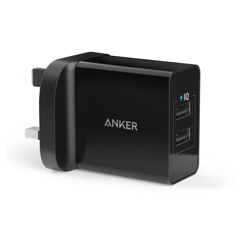 Anker 24W 2 -Port USB Adapter - Black - شaحn Anker 24W 2 -Port USB Adapter - Black - شaحn