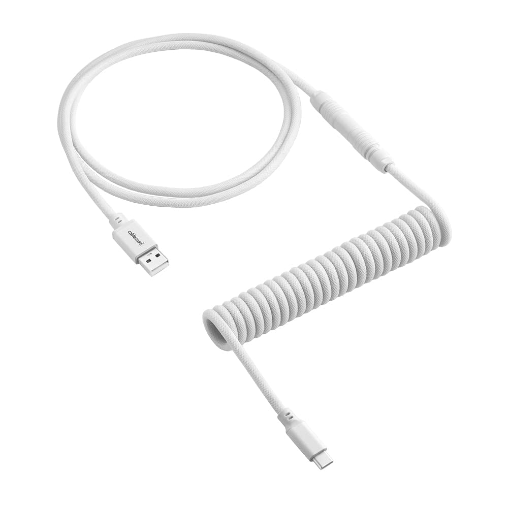 CableMod Artisan Coiled Keyboard Cable (Glacier White, Slimline, USB A to USB Type C, 150cm) - كابل - Store 974 | ستور ٩٧٤