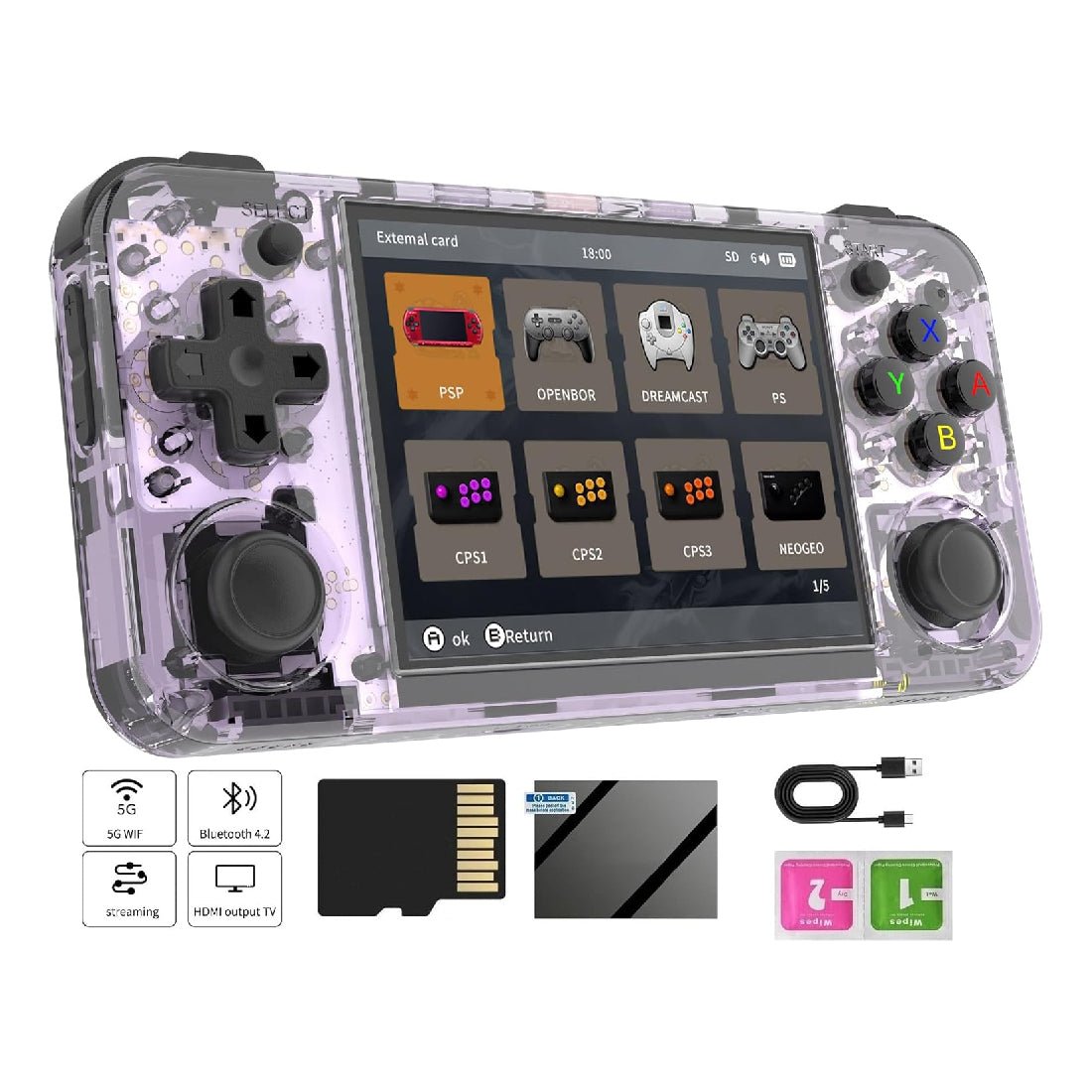 Anbernic RG35XX H Handheld Gaming Console 64GB - Transparent Purple - جهاز ألعاب  - Store 974 | ستور ٩٧٤