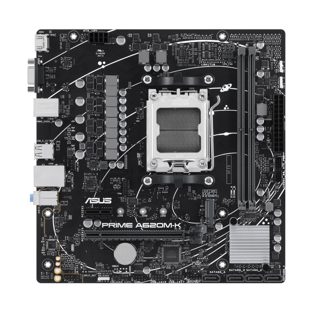 Asus Prime A620M-K Wi-Fi DDR5 AM5 AMD micro-ATX Gaming Motherboard - اللوحة الأم - Store 974 | ستور ٩٧٤