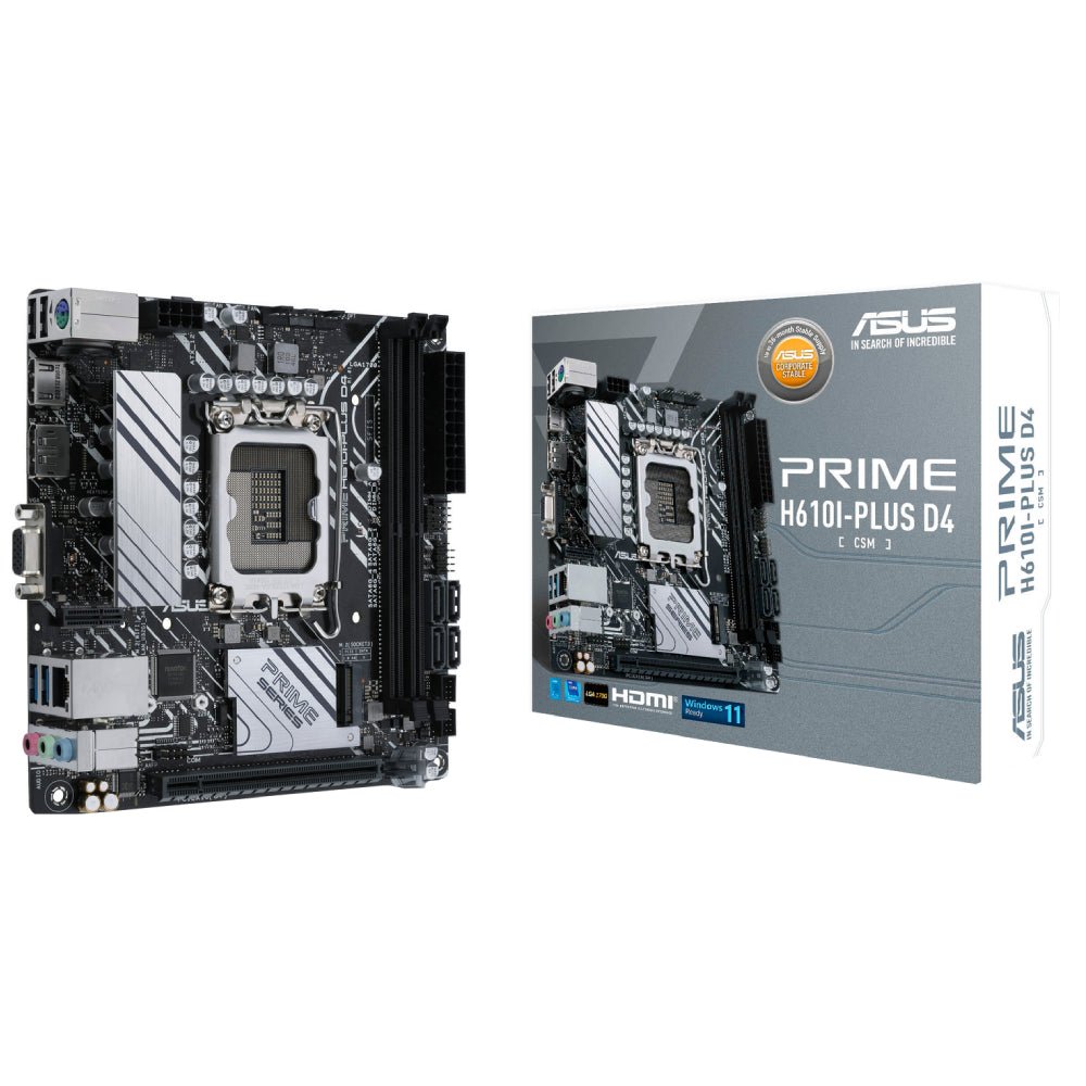 Asus Prime H610I-Plus D4-CSM DDR4 LGA1700 Intel Mini ITX Gaming Motherboard - اللوحة الأم - Store 974 | ستور ٩٧٤