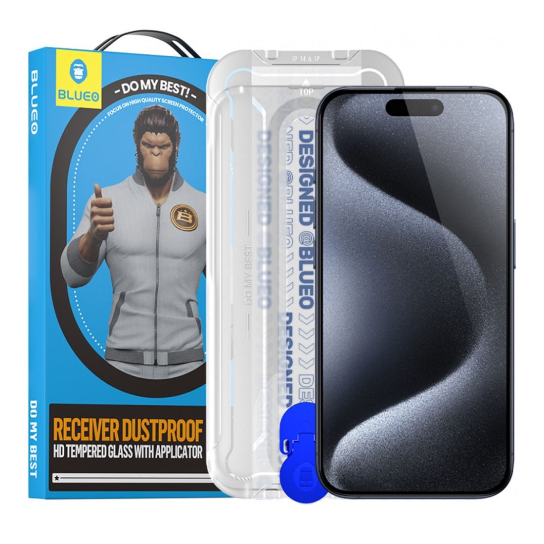 Blueo Receiver Anti-dust HD Glass Anti-Static with applicator - iPhone15 Pro Max 6.7 - أكسسوار - Store 974 | ستور ٩٧٤