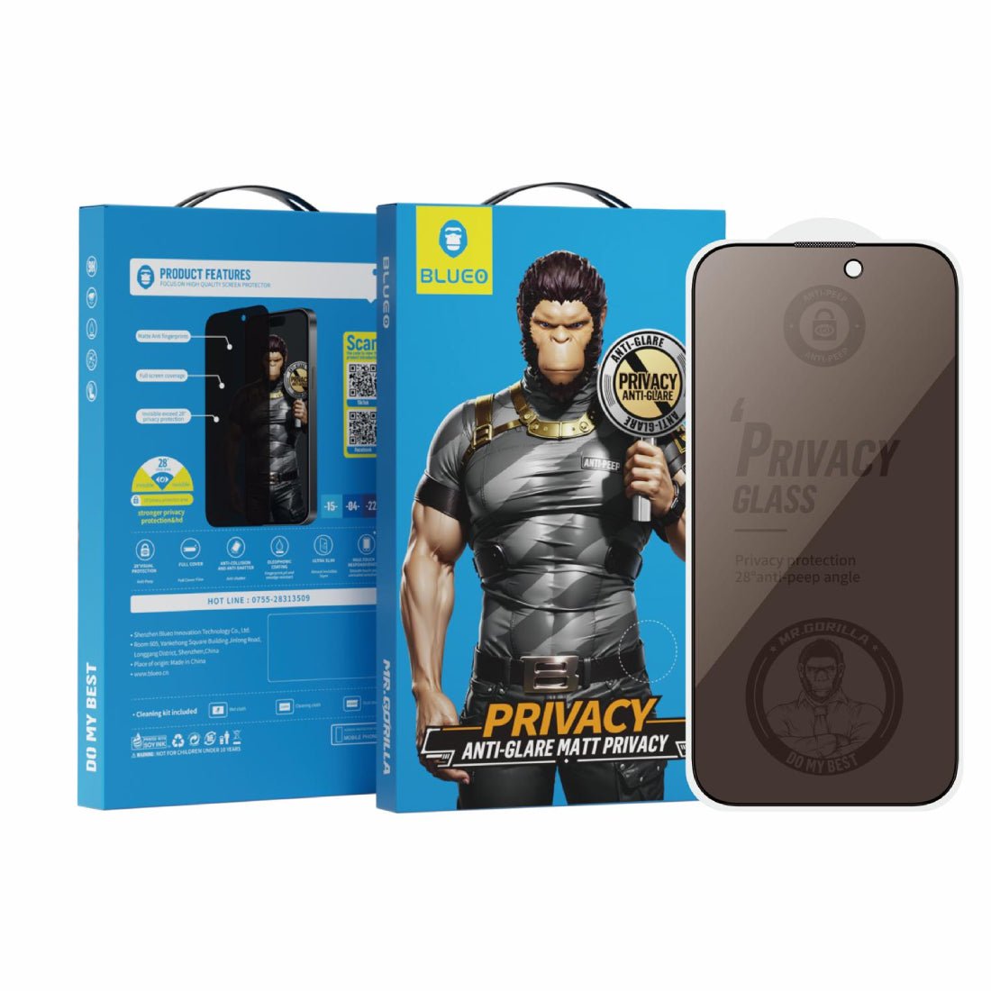 Blueo Full Cover Anti-Peep Matte Glass - iPhone14 Pro 6.1 - أكسسوار Blueo Full Cover Anti-Peep Matte Glass - iPhone14 Pro 6.1 - أكسسوار