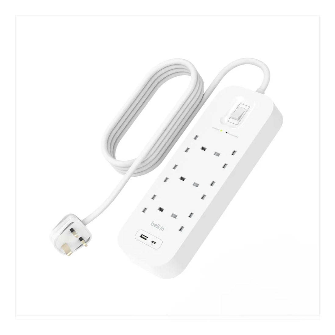 Belkin Surge Protector 6 Way Outlet USB A / USB C Outlet - 2m - كابل