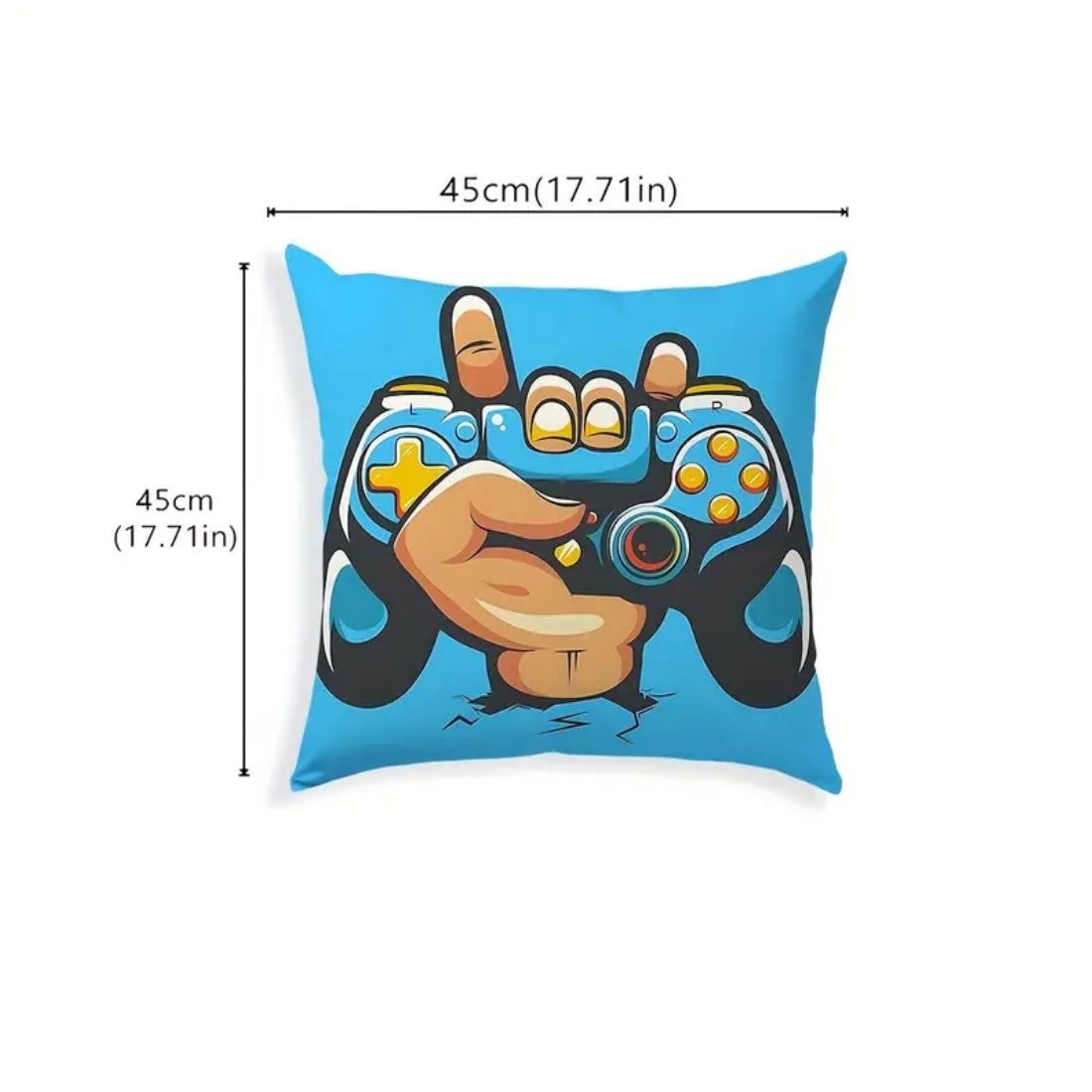 Gaming Controller Design Pillow Cover (45x45cm) - Blue - غلاف وسادة - Store 974 | ستور ٩٧٤