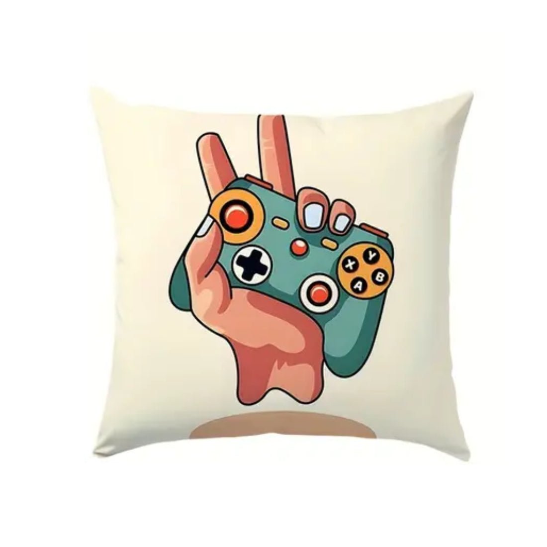 Gaming Controller Design Pillow Cover (45x45cm) - Off - White - غلاف وسادة - Store 974 | ستور ٩٧٤