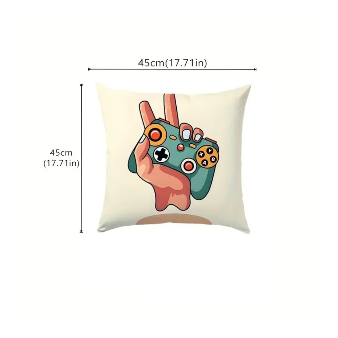 Gaming Controller Design Pillow Cover (45x45cm) - Off - White - غلاف وسادة - Store 974 | ستور ٩٧٤