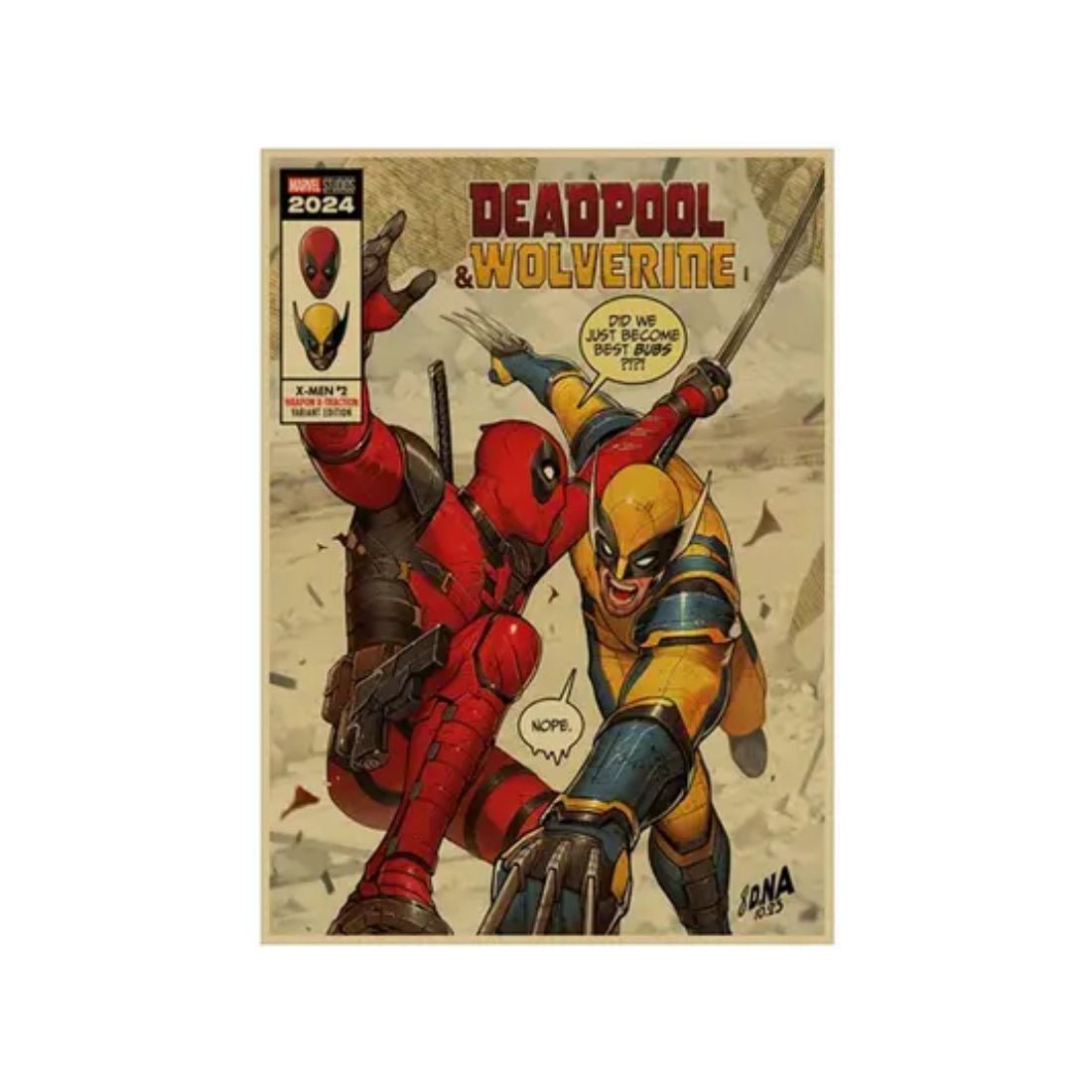 UME Deadpool & Wolverine Kraft Paper Poster -  (42X30CM) - B - ملصق - Store 974 | ستور ٩٧٤