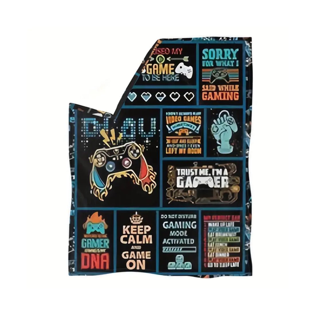 Cozy Gamer Art Themed Flannel - Vintage Geometric Design (150x200cm) - 1 Piece - غطاء