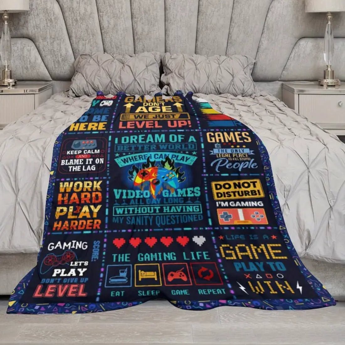 Gamer Blanket Gamepad Fleece Throw (150x1x200cm)  - 1 Pieces - غلاف - Store 974 | ستور ٩٧٤