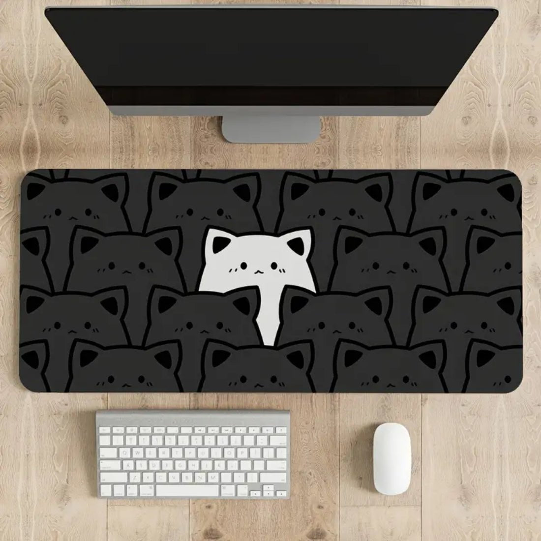 Cats Mouse Pad - Black & White - حصيرة الفأرة - Store 974 | ستور ٩٧٤