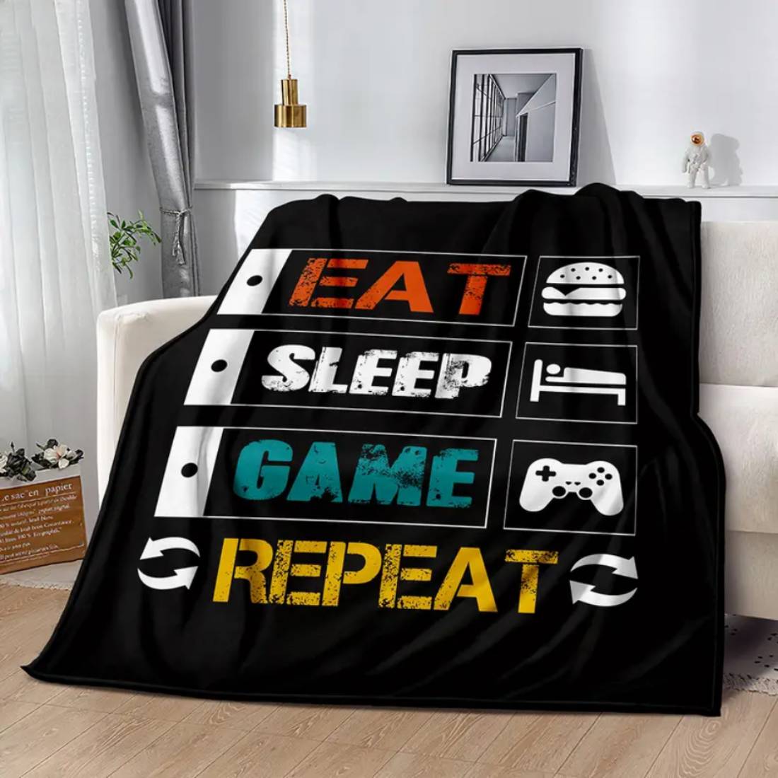 Warm and Cozy Flannel Gaming Throw Blanket (150x200cm) - 1 Piece - غطاء Warm and Cozy Flannel Gaming Throw Blanket (150x200cm) - 1 Piece - غطاء