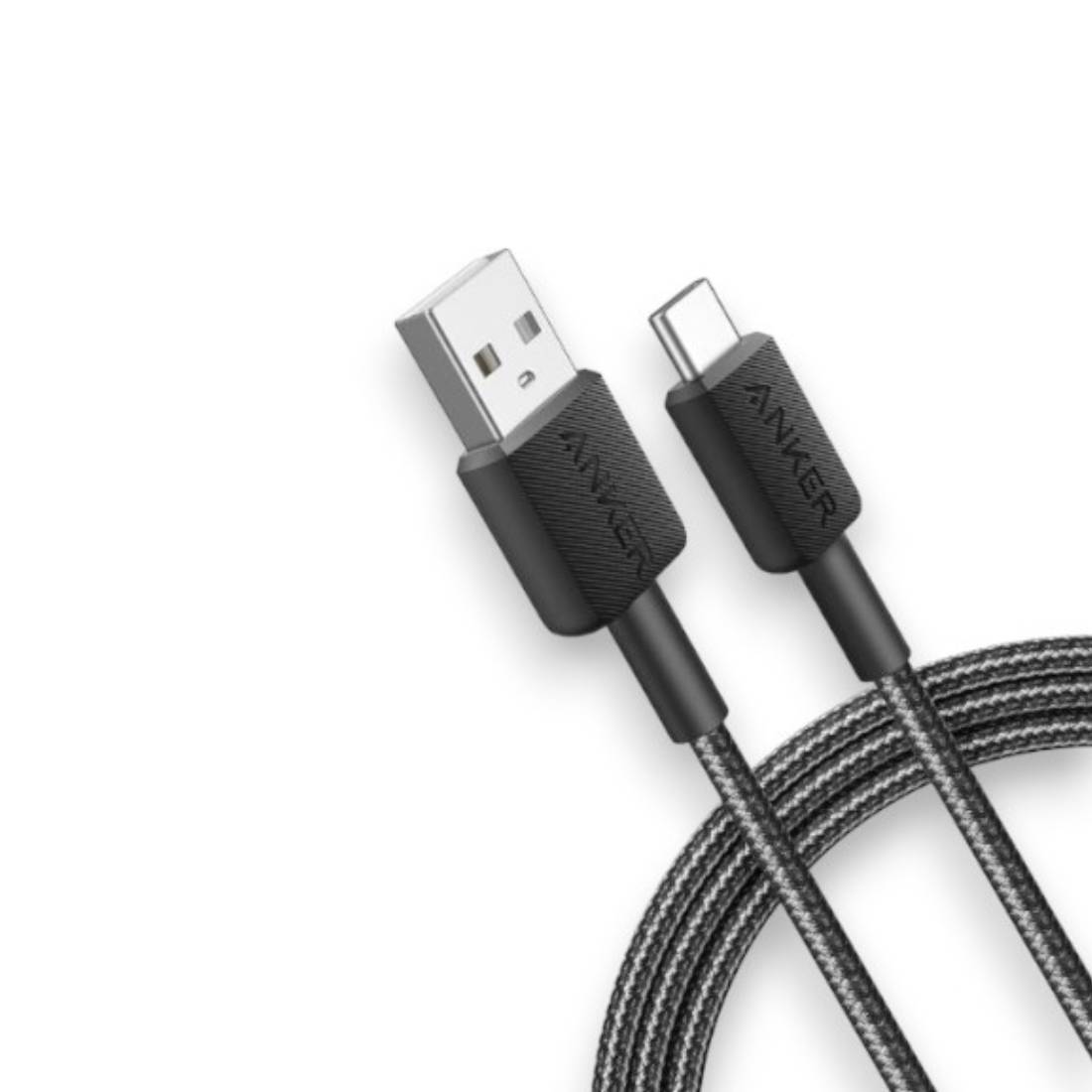 Anker 322 USB - C to USB - A 3ft Braided Cable - Black - كابل - Store 974 | ستور ٩٧٤