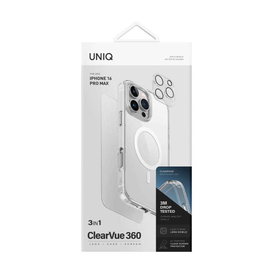 Uniq Clearvue 360 iPhone 16 Pro Max Cover Cover مع Magsafe - شفاف - سوسوار Uniq Clearvue 360 iPhone 16 Pro Max Cover Cover مع Magsafe - شفاف - سوسوار