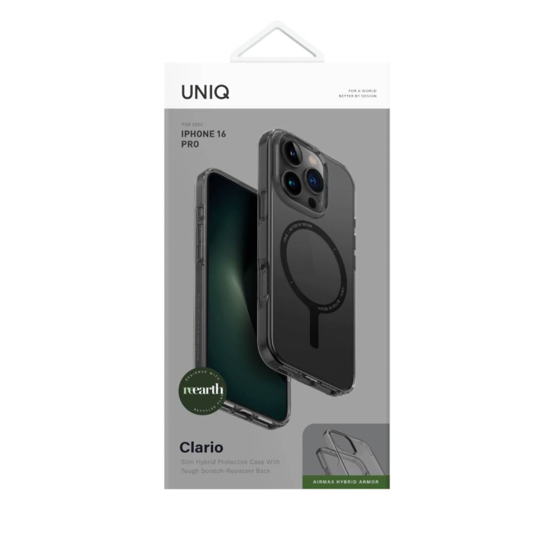 UNIQ Clario iPhone 16 PR MAGCLICK شحن الحالة الشفافة - الدخان - أك سستور UNIQ Clario iPhone 16 PR MAGCLICK شحن الحالة الشفافة - الدخان - أك سستور
