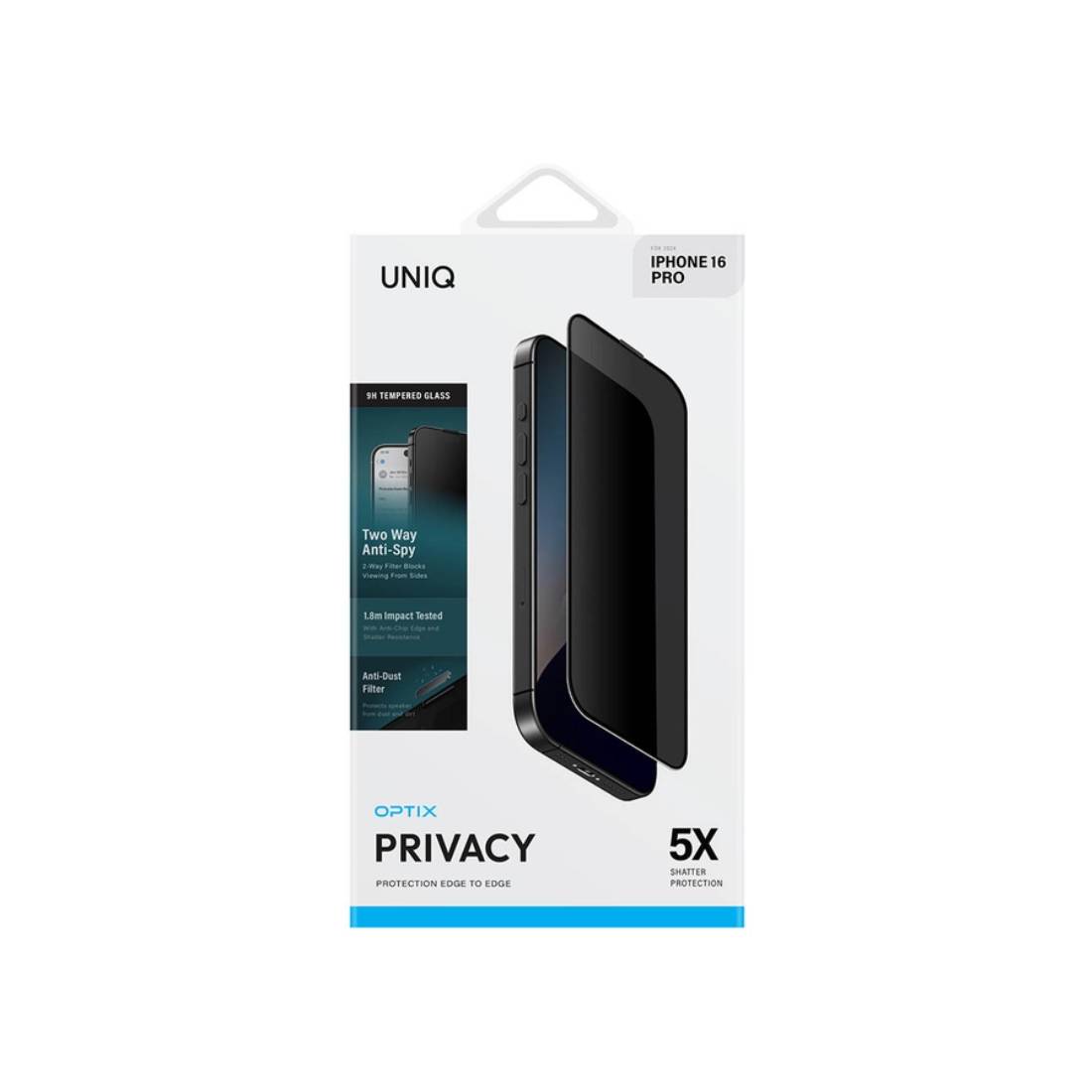 Uniq Optix iPhone16 Pro Glass Screen Protector - Privacy - Uniq Optix iPhone16 Pro Glass Screen Protector - Privacy -