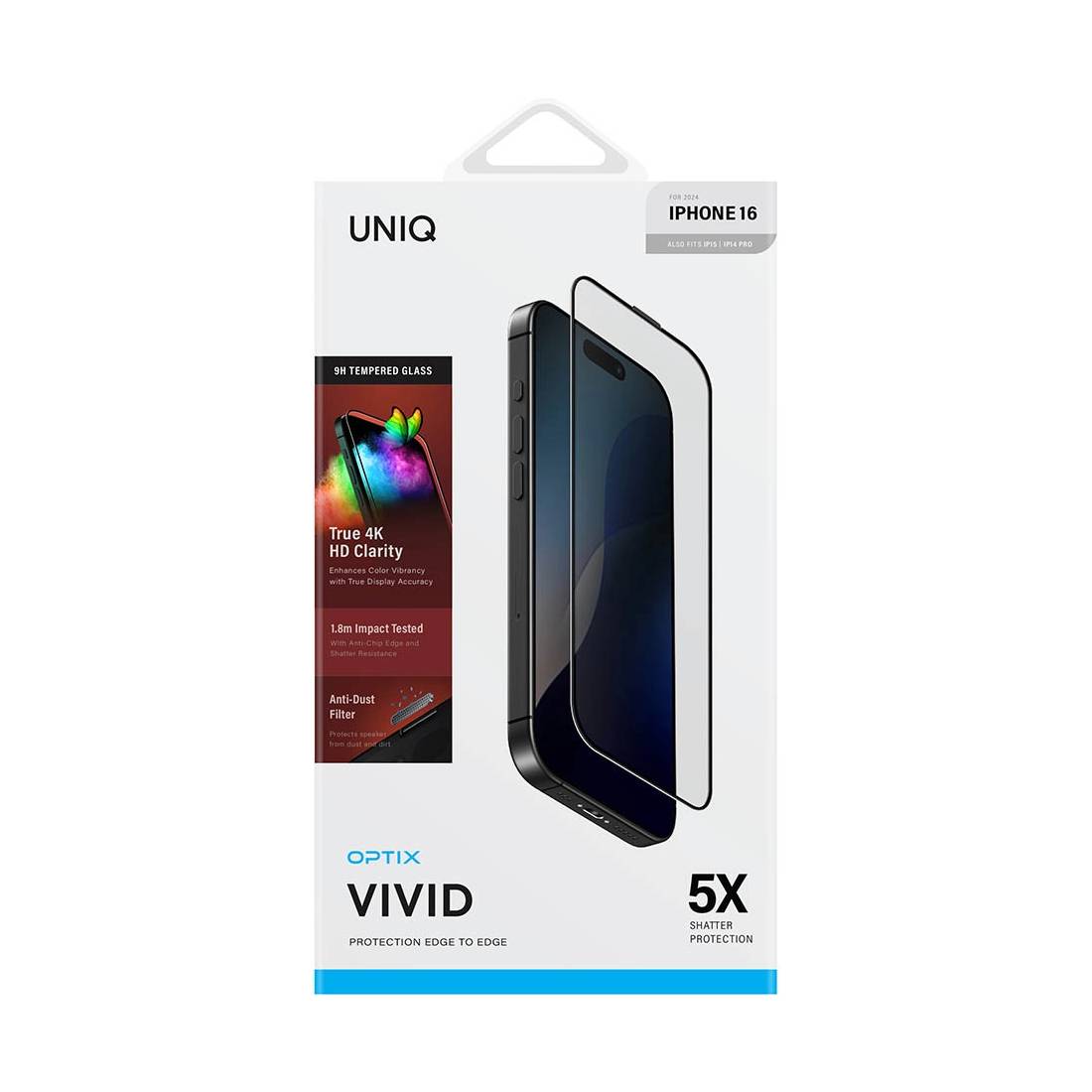 Uniq Optix Vivid iPhone16 Screen Protector - Clear - Uniq Optix Vivid iPhone16 Screen Protector - Clear -