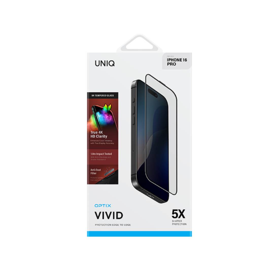 Uniq Optix iPhone16 Pro Screen Protector - Clear Vivid - Uniq Optix iPhone16 Pro Screen Protector - Clear Vivid -