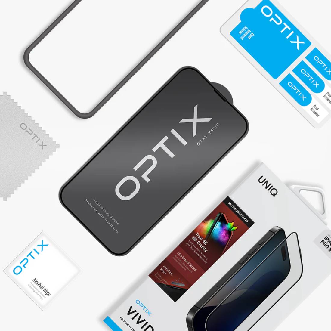 Uniq Optix iPhone16 Pro Screen Protector - Clear Vivid - Uniq Optix iPhone16 Pro Screen Protector - Clear Vivid -