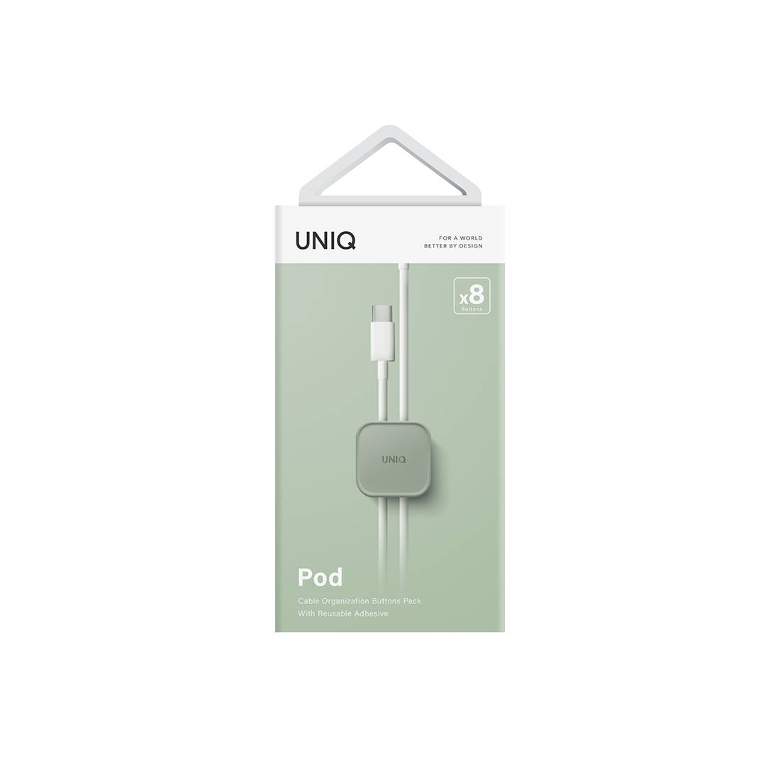 Uniq Pod Adhesive Cable Organizers 8 - in - 1 Pack - Mist Green - اكسسوار - Store 974 | ستور ٩٧٤