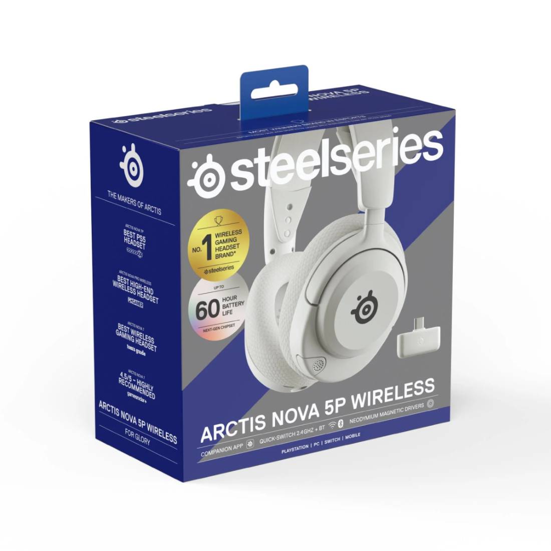SteelSeries Arctis Nova 5P Wireless Gaming Headsep - White - SteelSeries Arctis Nova 5P Wireless Gaming Headsep - White -