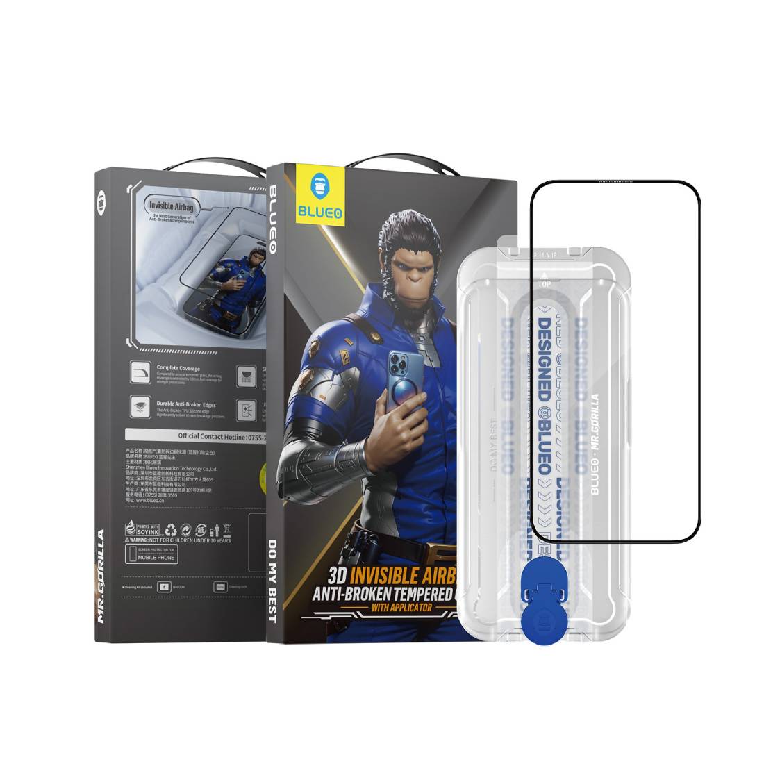 Blueo 3D Discible Discible Viropag Glass المقرار - iPhone 14promax/ 15/16 Plus - 6.7 - أك سستور Blueo 3D Discible Discible Viropag Glass المقرار - iPhone 14promax/ 15/16 Plus - 6.7 - أك سستور
