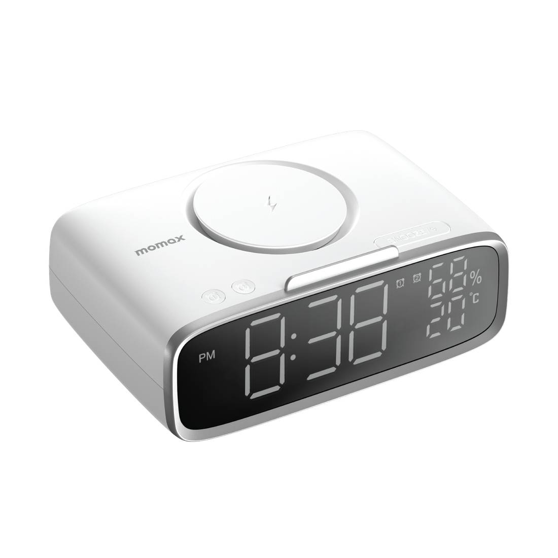 Momax Q.Clock 5 Clock Digital مع شاحن لاسلكي - Mmكber صot Momax Q.Clock 5 Clock Digital مع شاحن لاسلكي - Mmكber صot