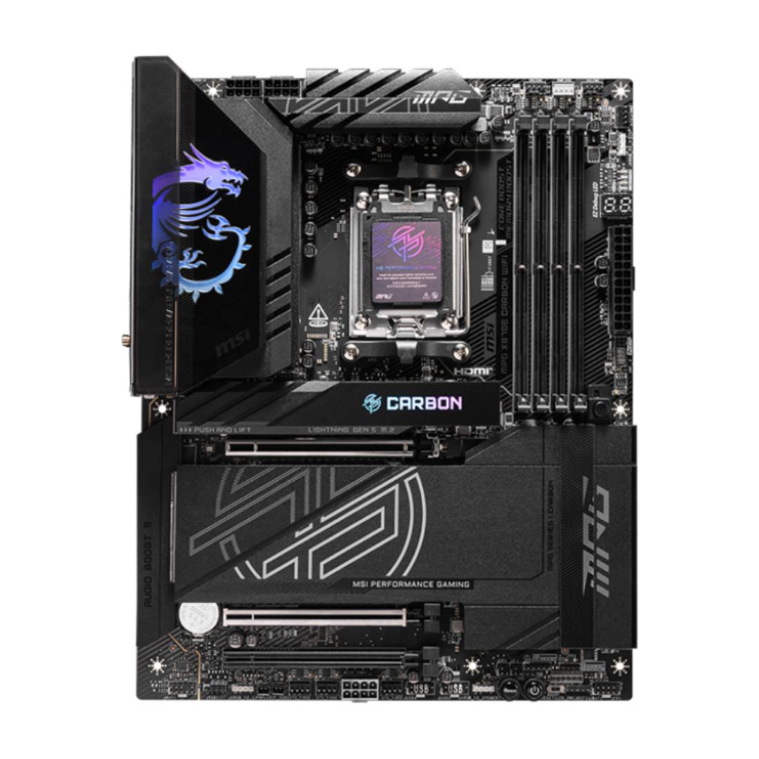 MSI MPG X870E CARBON WIFI DDR5 AMD Ryzen ATX Gaming Motherboard - اللوحة الأم - Store 974 | ستور ٩٧٤