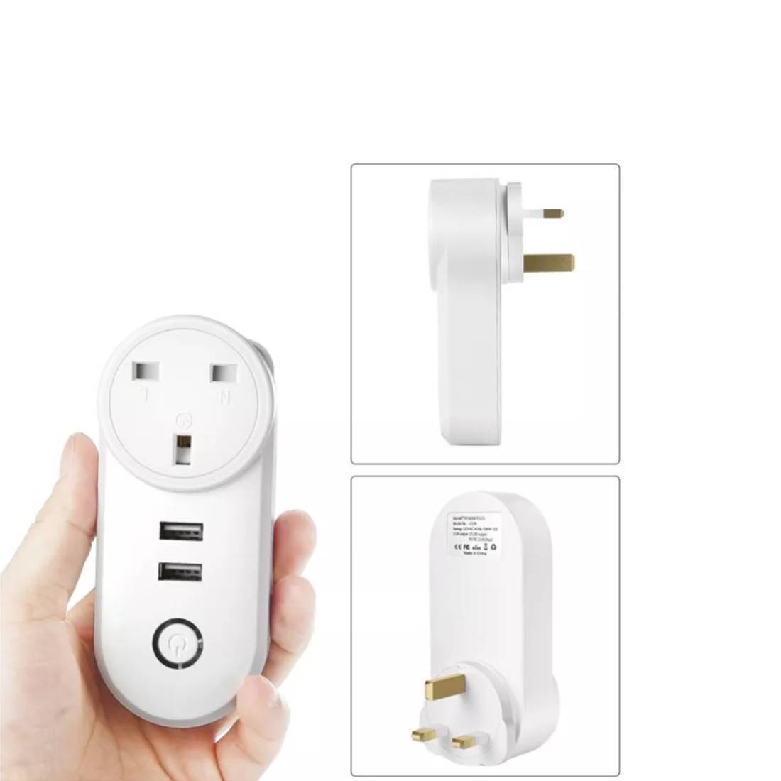 Smart WiFi (UK) Plug Socket With 2 USB Ports - White - وصلة - Store 974 | ستور ٩٧٤