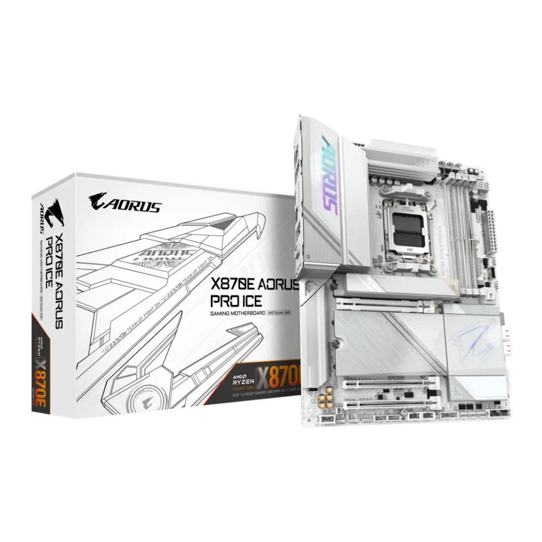 Gigabyte X870E Aorus Pro Ice WiFi DDR5 AM5 AMD ATX Gaming Motherboard - اللوحة الأم - Store 974 | ستور ٩٧٤