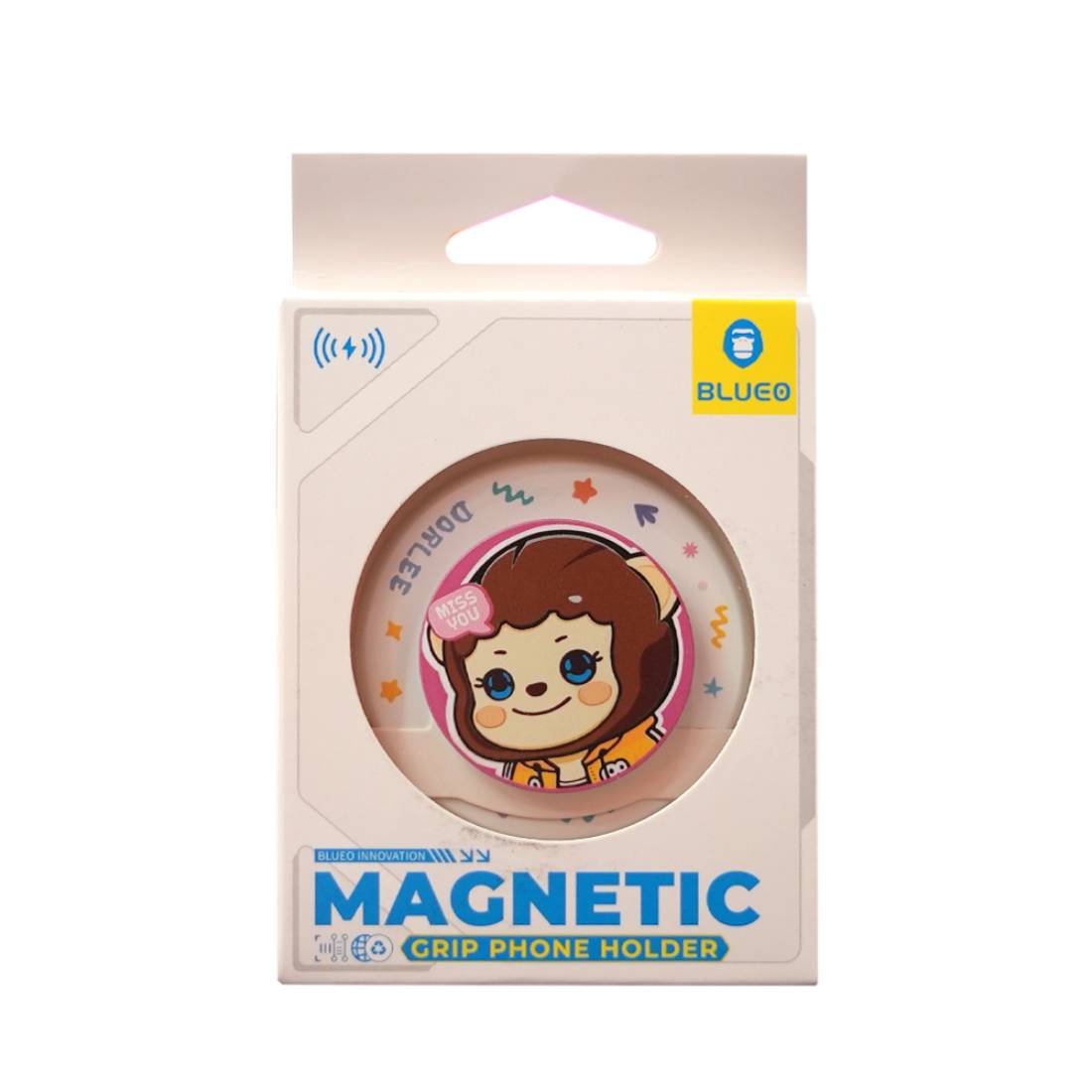 Blueo MagSafe Magnetic Grip Phone Holder - White/Pink - اكسسوار هاتف Blueo MagSafe Magnetic Grip Phone Holder - White/Pink - اكسسوار هاتف