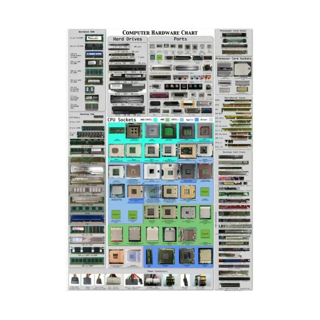 Computer Hardware Chart Wall Art Poster  (50x70cm) - 1 Piece - ملصق - Store 974 | ستور ٩٧٤