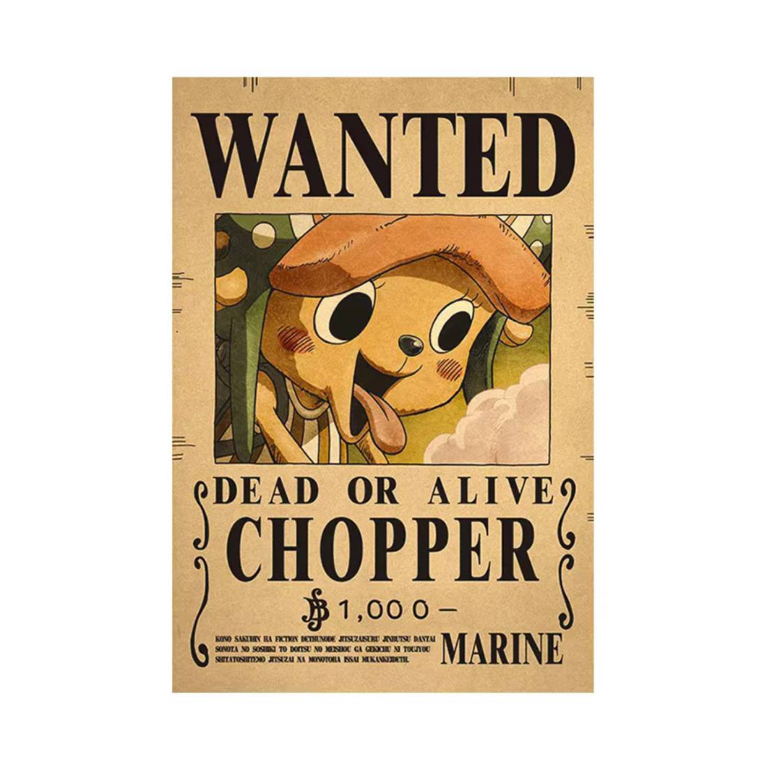 Framed Wanted Dead Or Alive Chopper Paper Poster -  (42X30CM) ملصق - Store 974 | ستور ٩٧٤