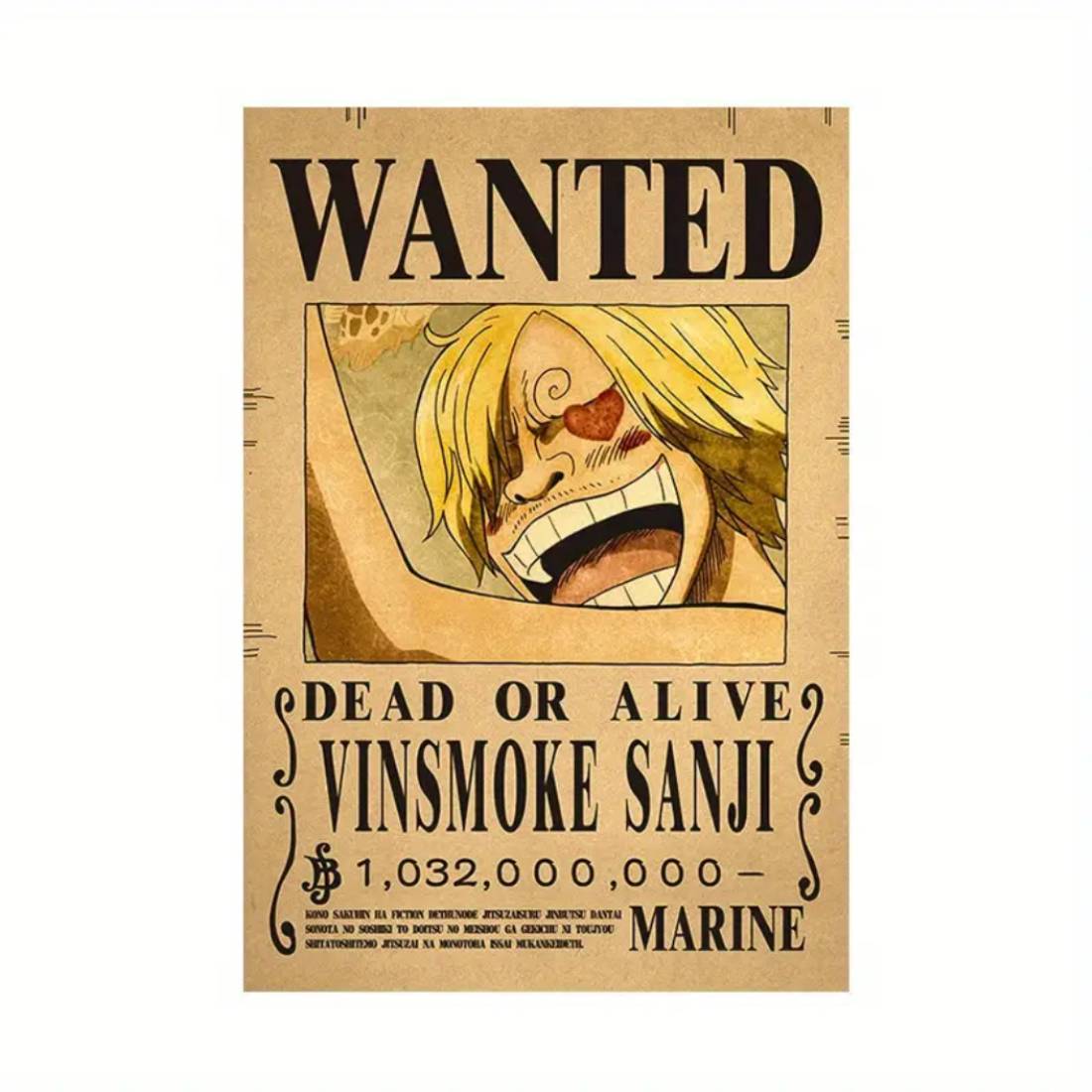 Framed Wanted Dead Or Alive Vinsmoke Sanji Paper Poster -  (42X30CM) ملصق - Store 974 | ستور ٩٧٤