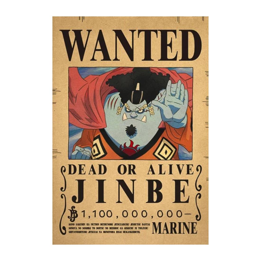 Framed Wanted Dead Or Alive Jinbe Paper Poster -  (42X30CM) ملصق - Store 974 | ستور ٩٧٤