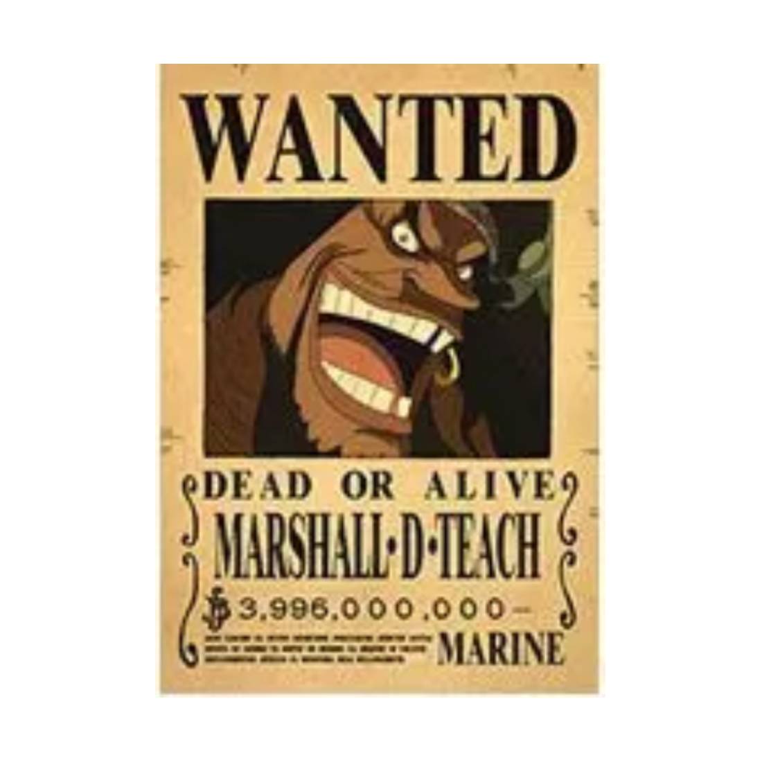 Framed Wanted Dead Alive Marshall.D. Teach Paper Poster -  (42X30CM) ملصق - Store 974 | ستور ٩٧٤