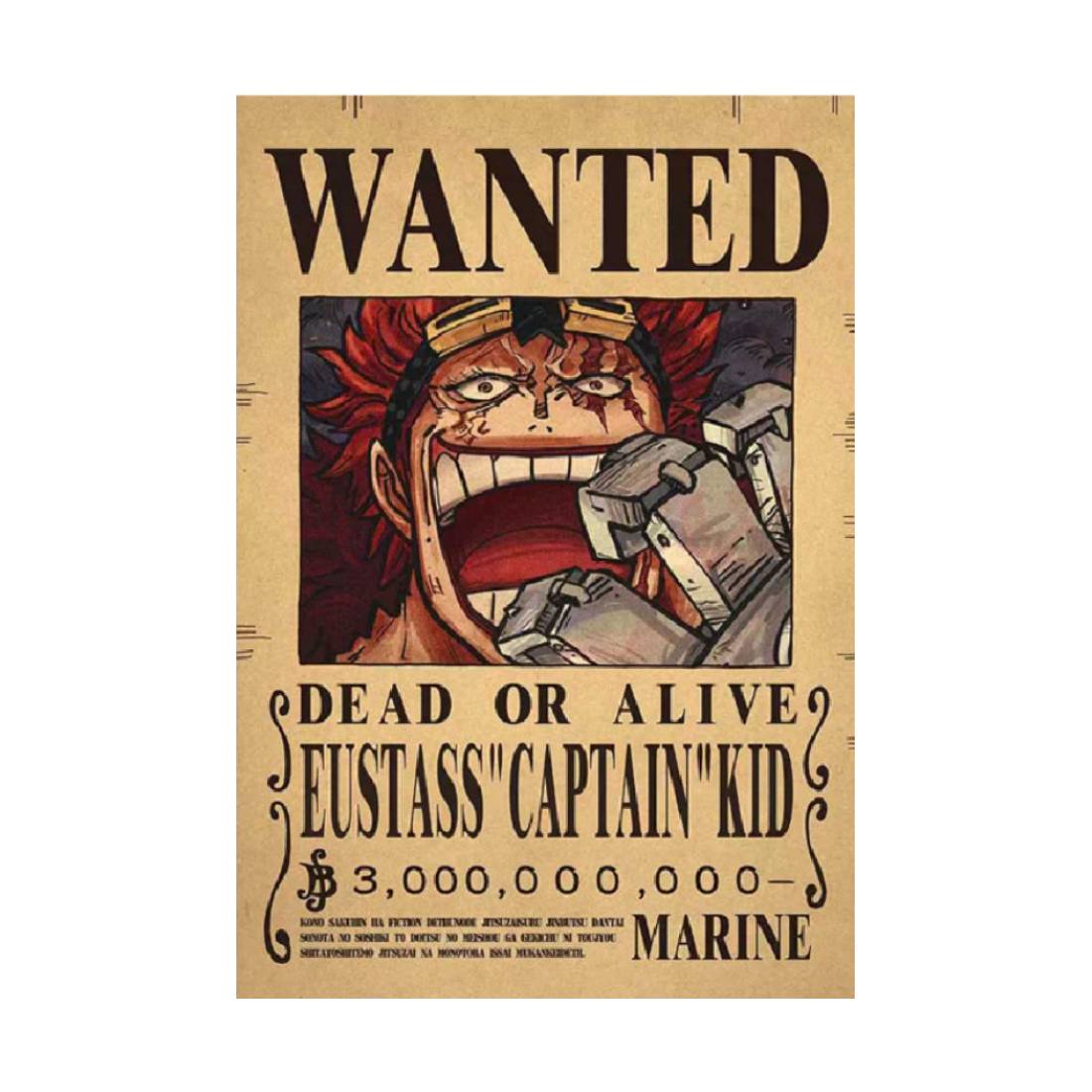 Framed Wanted Dead Or Alive Eustass''Captain''Kid Paper Poster -  (42X30CM) ملصق - Store 974 | ستور ٩٧٤