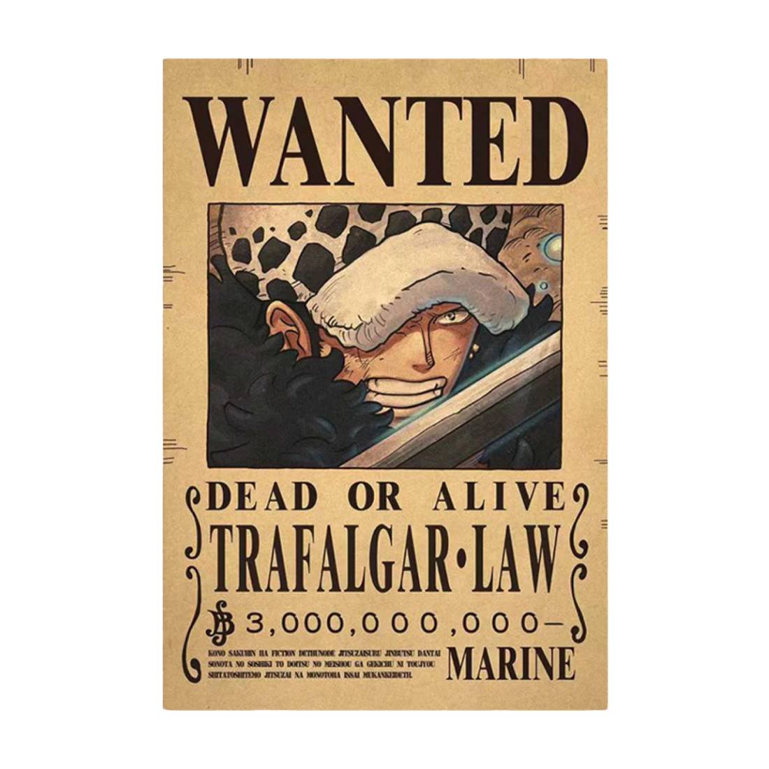 Framed Wanted Dead Or Alive Trafalgar.Law Paper Poster -  (42X30CM) ملصق - Store 974 | ستور ٩٧٤