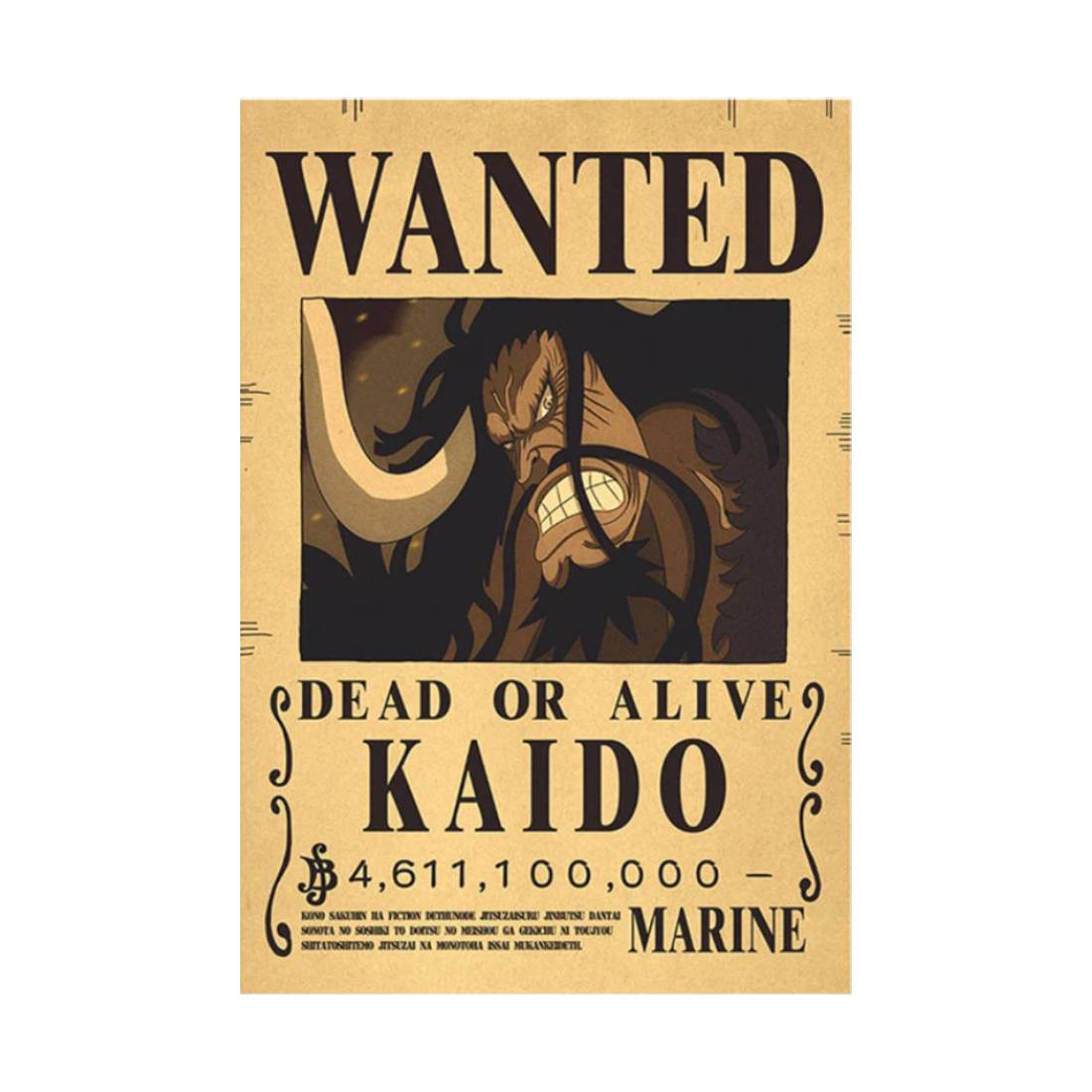 Framed Wanted Dead Or Alive Kaido Paper Poster -  (42X30CM) ملصق - Store 974 | ستور ٩٧٤