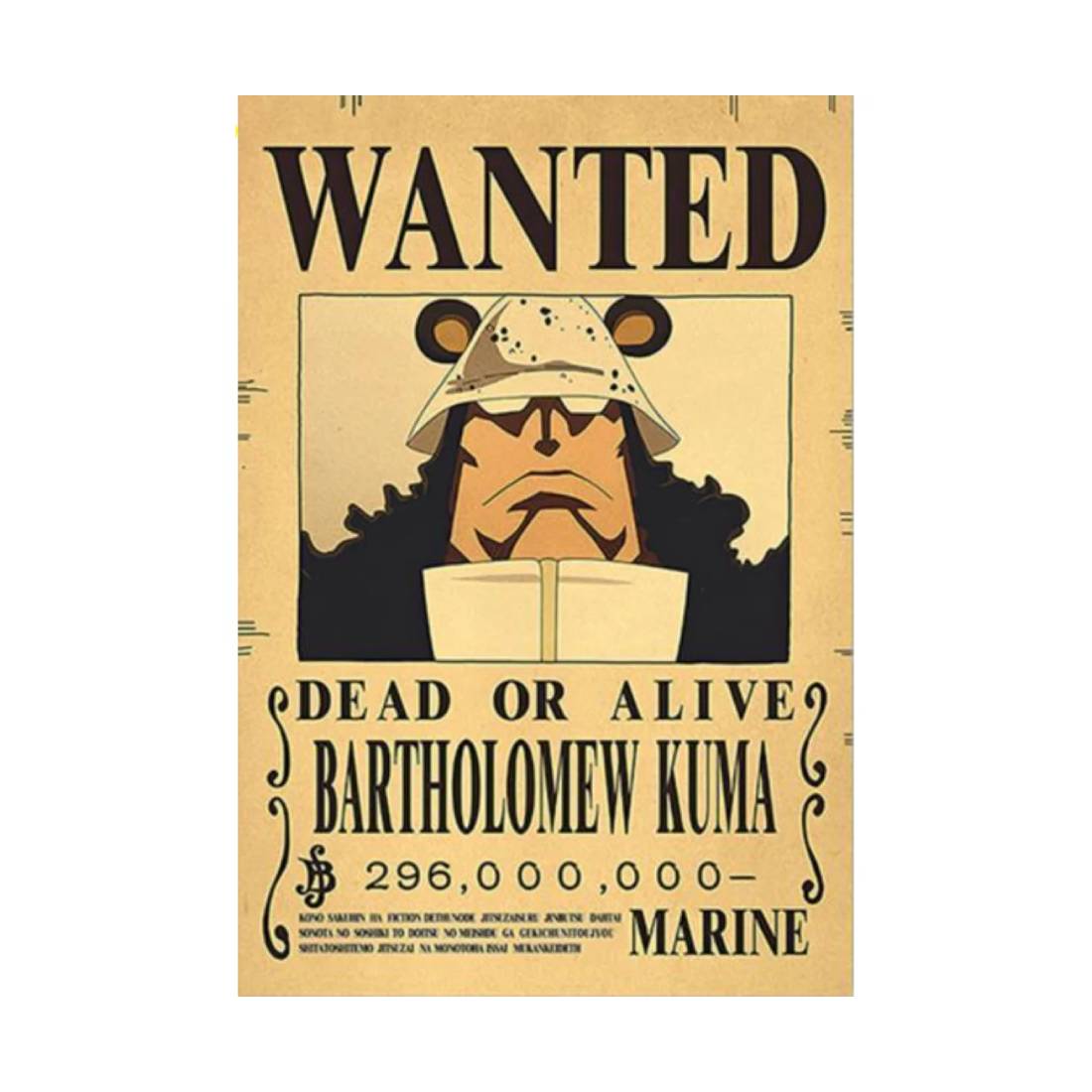 Framed Wanted Dead Or Alive Bartholomew Kuma Paper Poster -  (42X30CM) ملصق - Store 974 | ستور ٩٧٤