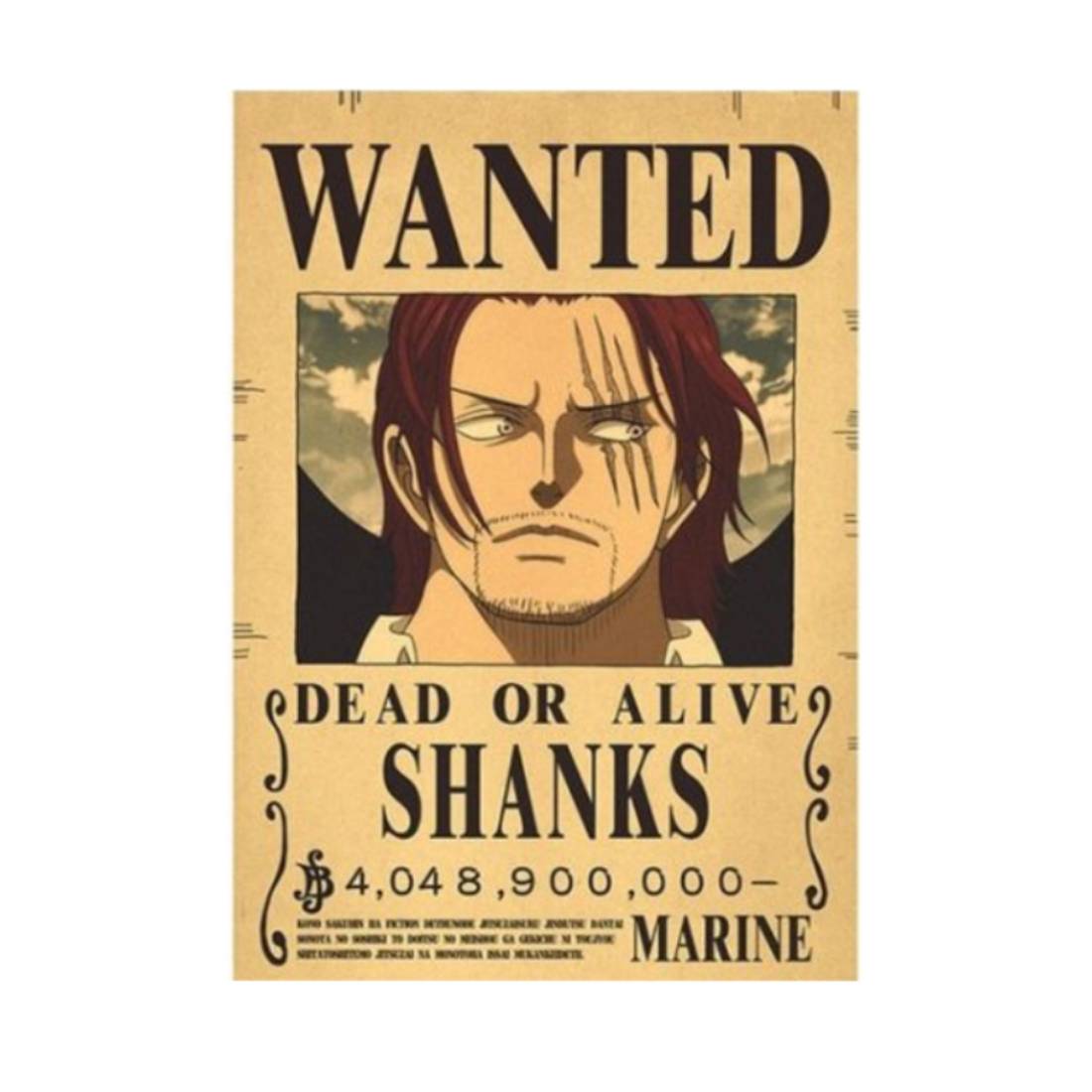 Framed Wanted Dead Or Alive Shanks Paper Poster -  (42X30CM) ملصق - Store 974 | ستور ٩٧٤