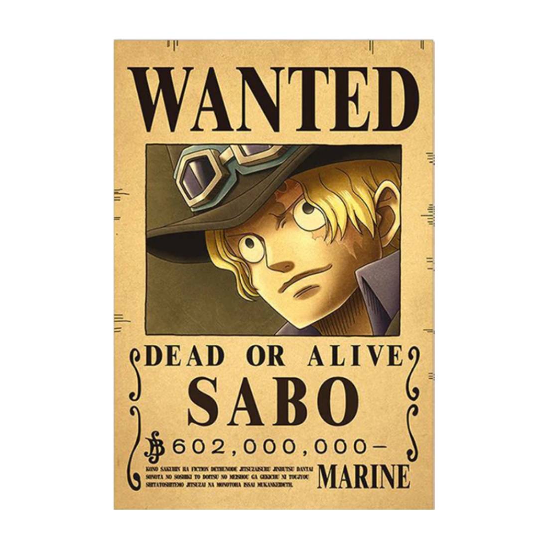 Framed Wanted Dead Or Alive Sabo Paper Poster -  (42X30CM) ملصق - Store 974 | ستور ٩٧٤