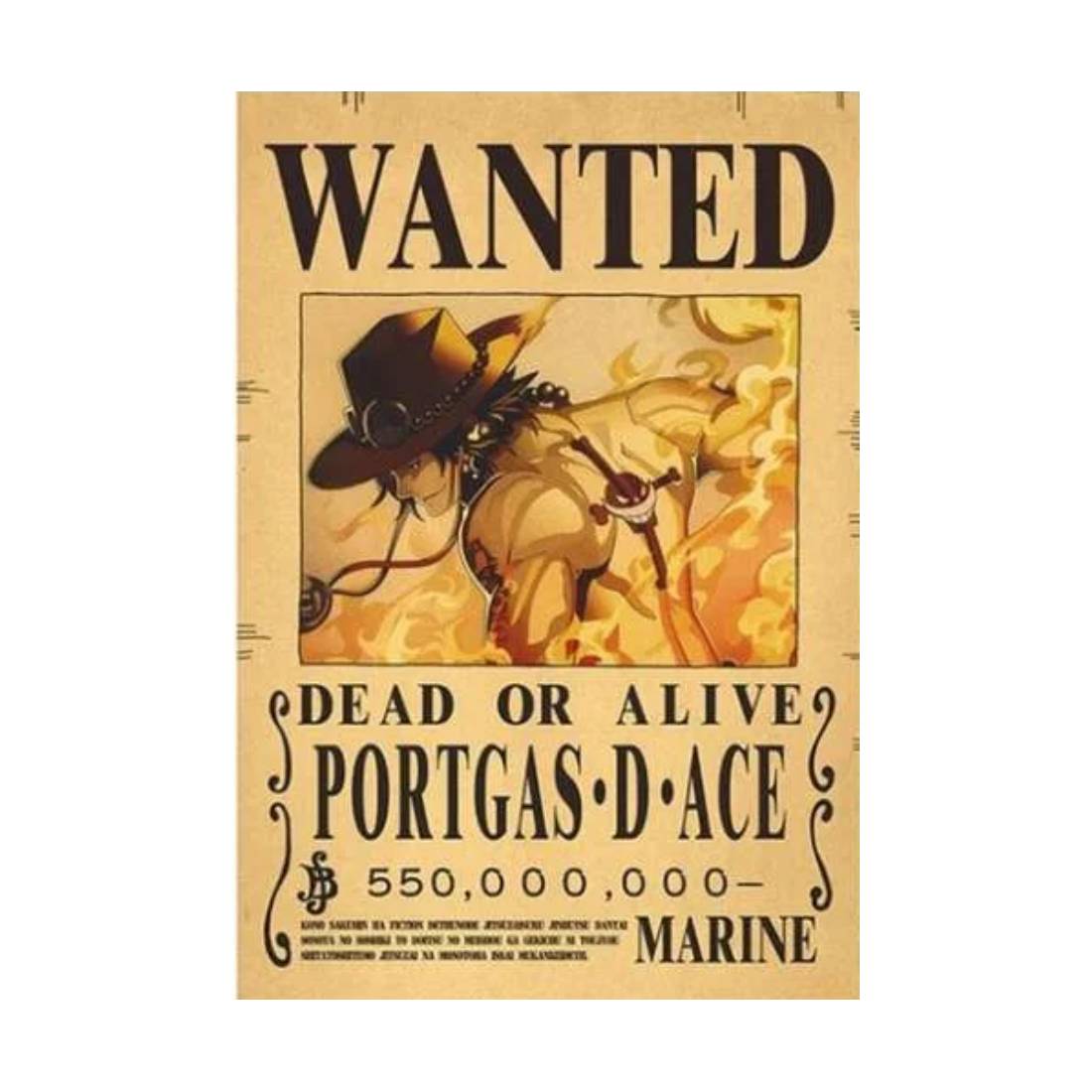 Framed Wanted Dead Or Alive Portgas.D.Ace Paper Poster -  (42X30CM) ملصق - Store 974 | ستور ٩٧٤