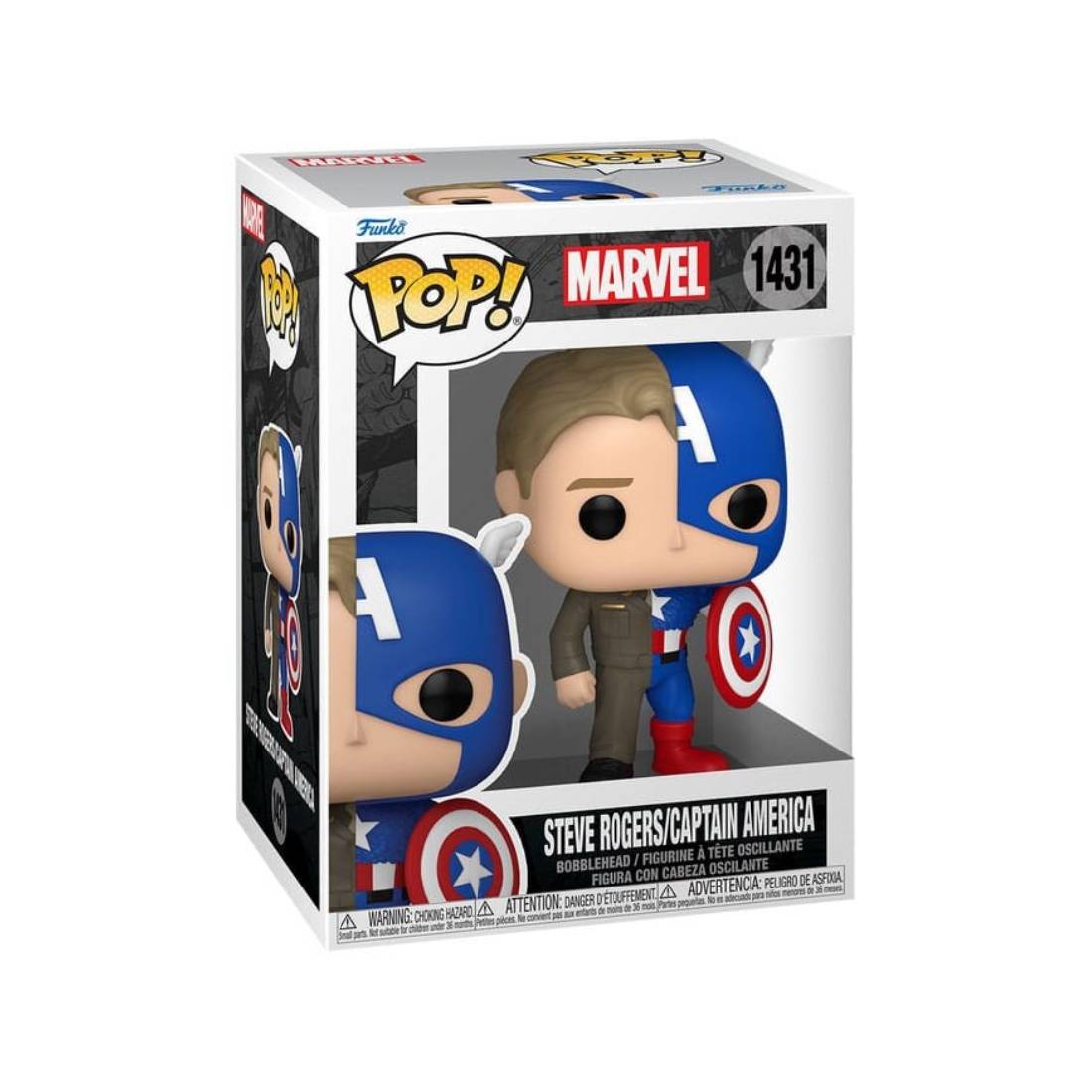 Funko Pop! Marvel: Split - Captain A/Steve R #1431 - دمية Funko Pop! Marvel: Split - Captain A/Steve R #1431 - دمية