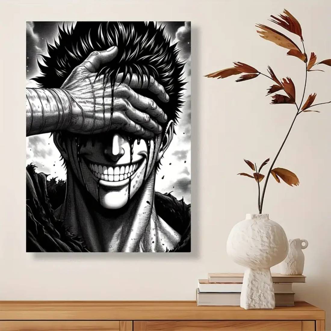 Grinning And Bleeding Berserk Anime Character Canvas Poster (50x70cm) - 1 Piece - ملصق - Store 974 | ستور ٩٧٤