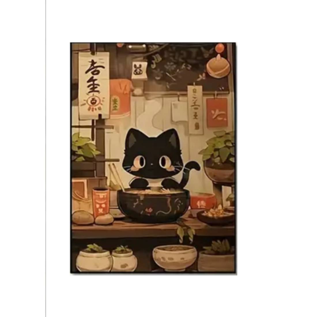 Japanese Black Cat 'A' Canvas Poster (50x70cm) - 1 Piece - ملصق - Store 974 | ستور ٩٧٤