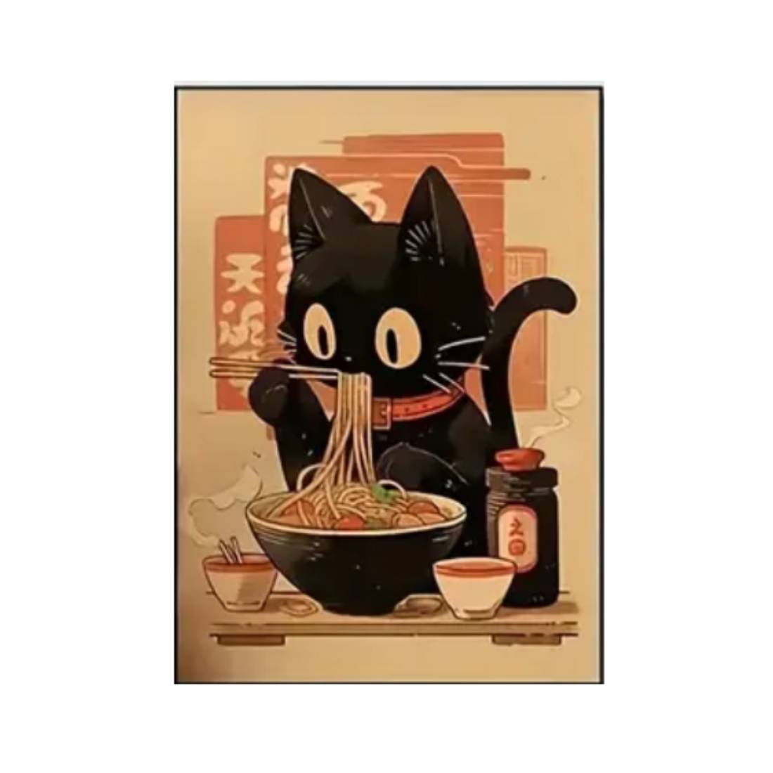 Japanese Black Cat 'B' Canvas Poster (50x70cm) - 1 Piece - ملصق - Store 974 | ستور ٩٧٤