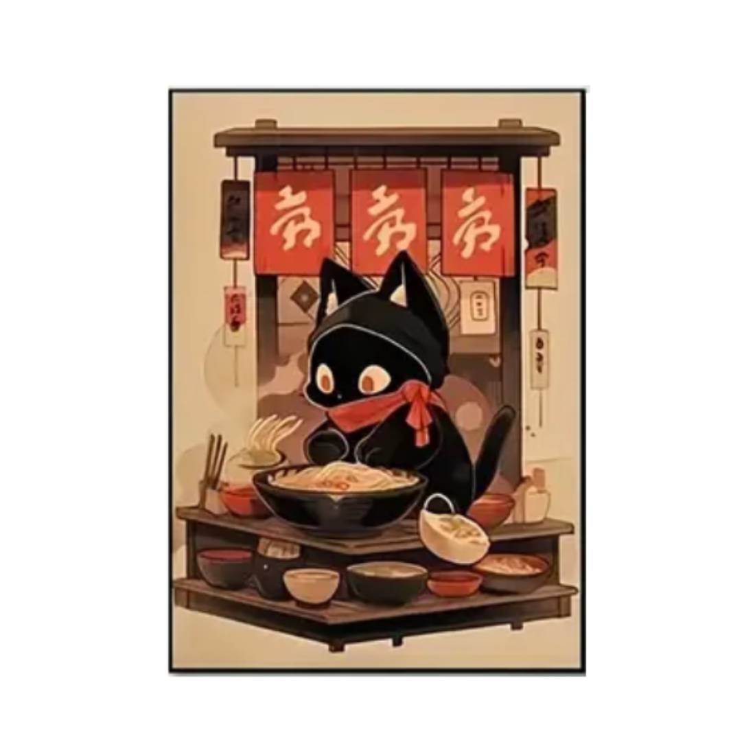 Japanese Black Cat 'C' Canvas Poster (50x70cm) - 1 Piece - ملصق - Store 974 | ستور ٩٧٤