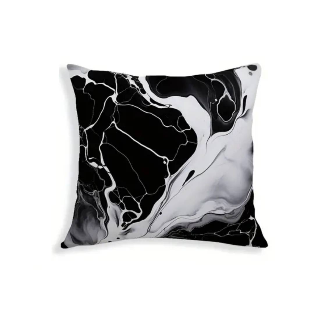 Marble Pattern Throw Pillow Cover (45x45cm) - Black - غلاف وسادة - Store 974 | ستور ٩٧٤